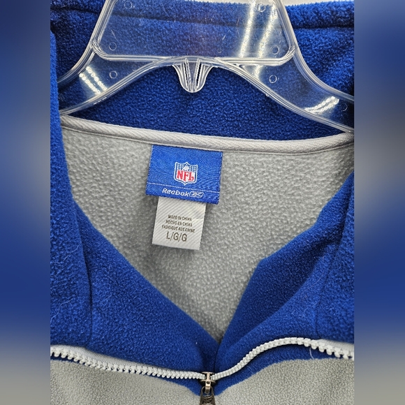 Vintage Reebok Light Gray and Blue New York Giants 1/4 Zip Pullover Men's Large - Picture 3 of 16